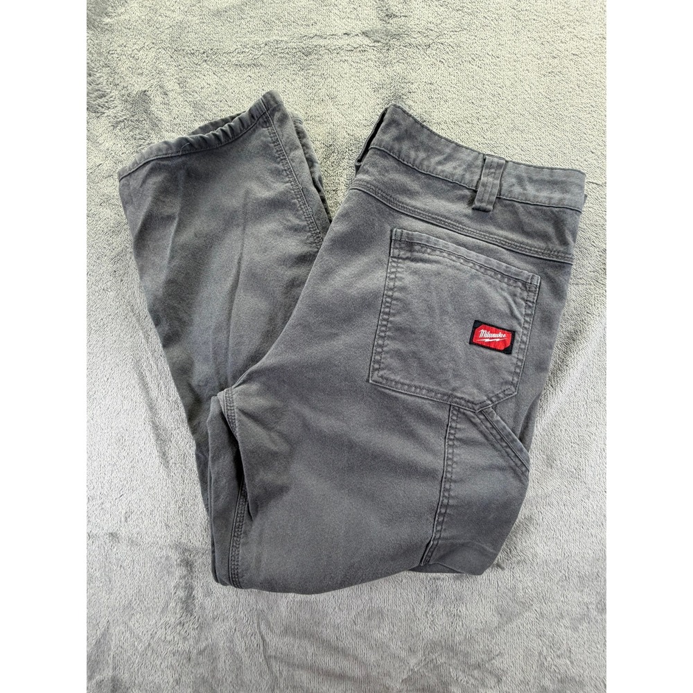 Milwaukee Mens Gray Cotton Blend Utility Work Pants 40x30 Straight Leg Trousers